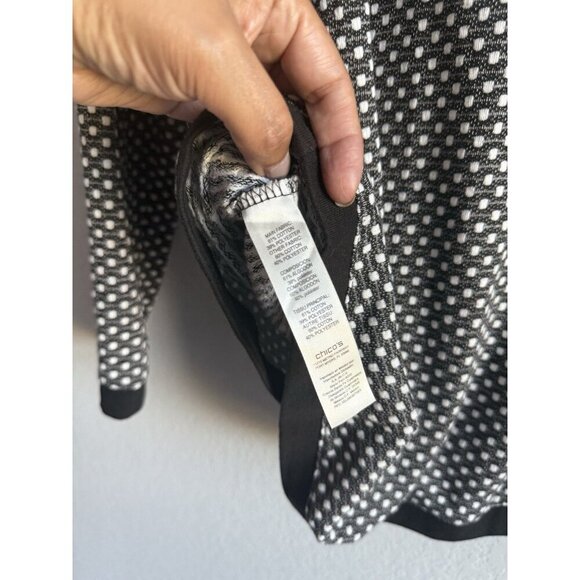 Chico’s Weekend Cowl Neck Top Black Gray Dot Long Sleeve Women’s Size 2 - Picture 9 of 14